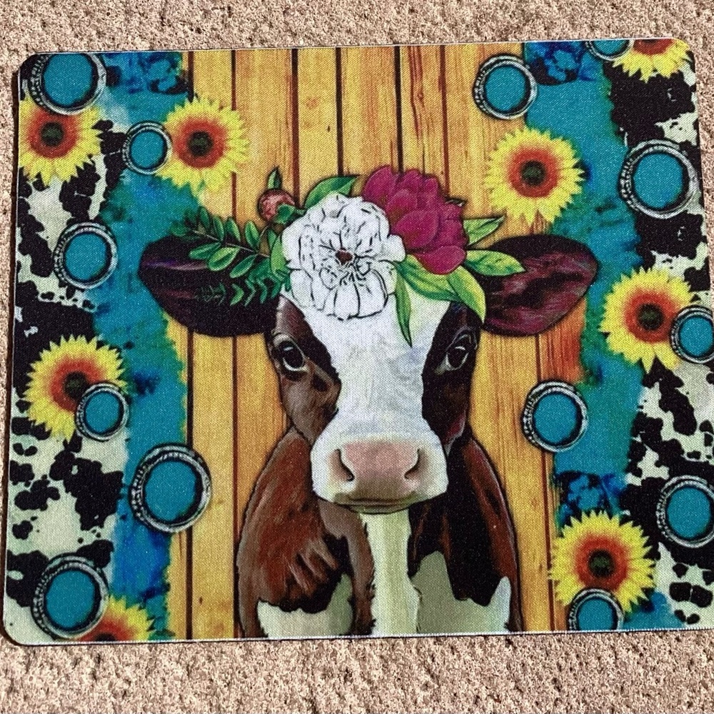 Colorful Cow Print Mouse Pad